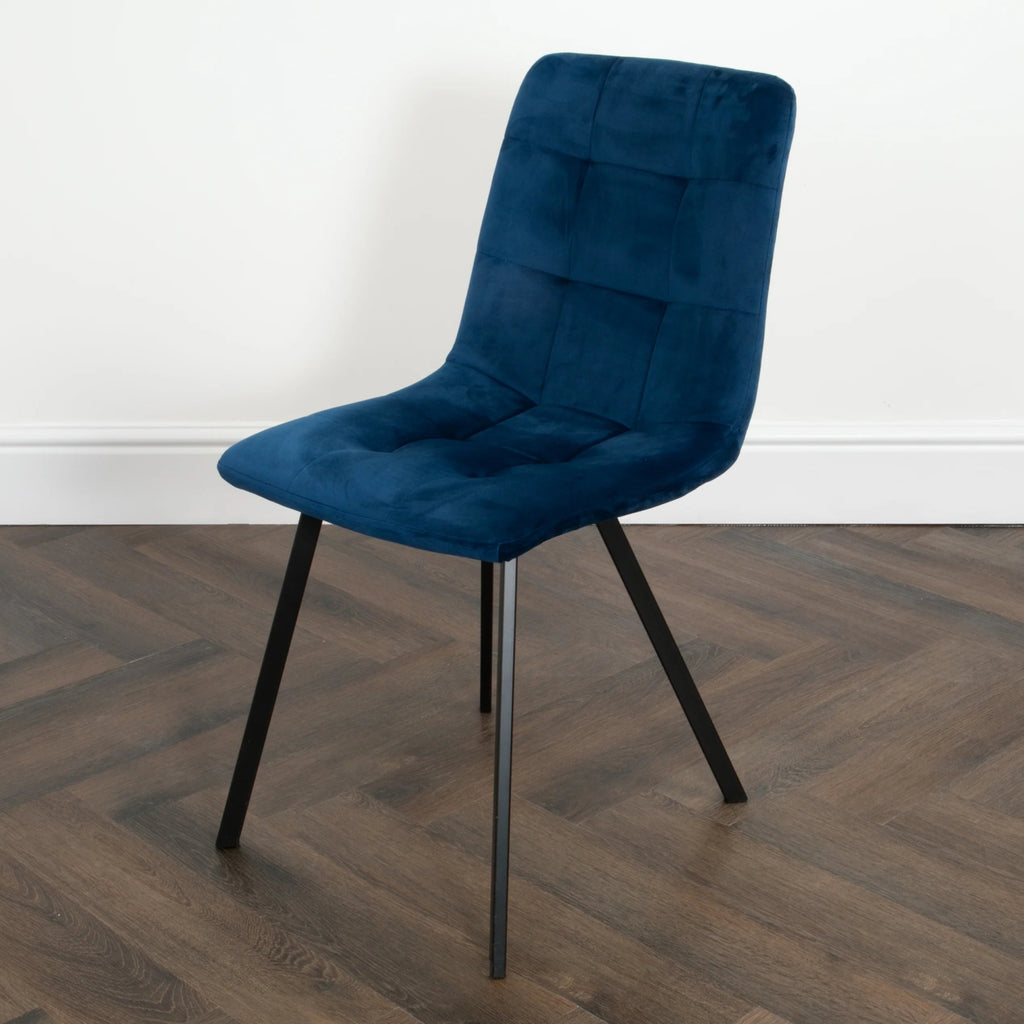 A Pair of Blue Velvet Chairs - Distinctly Living