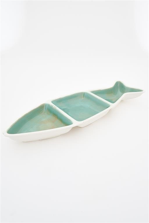 Aqua Teal Tripple Fish Dish - Distinctly Living