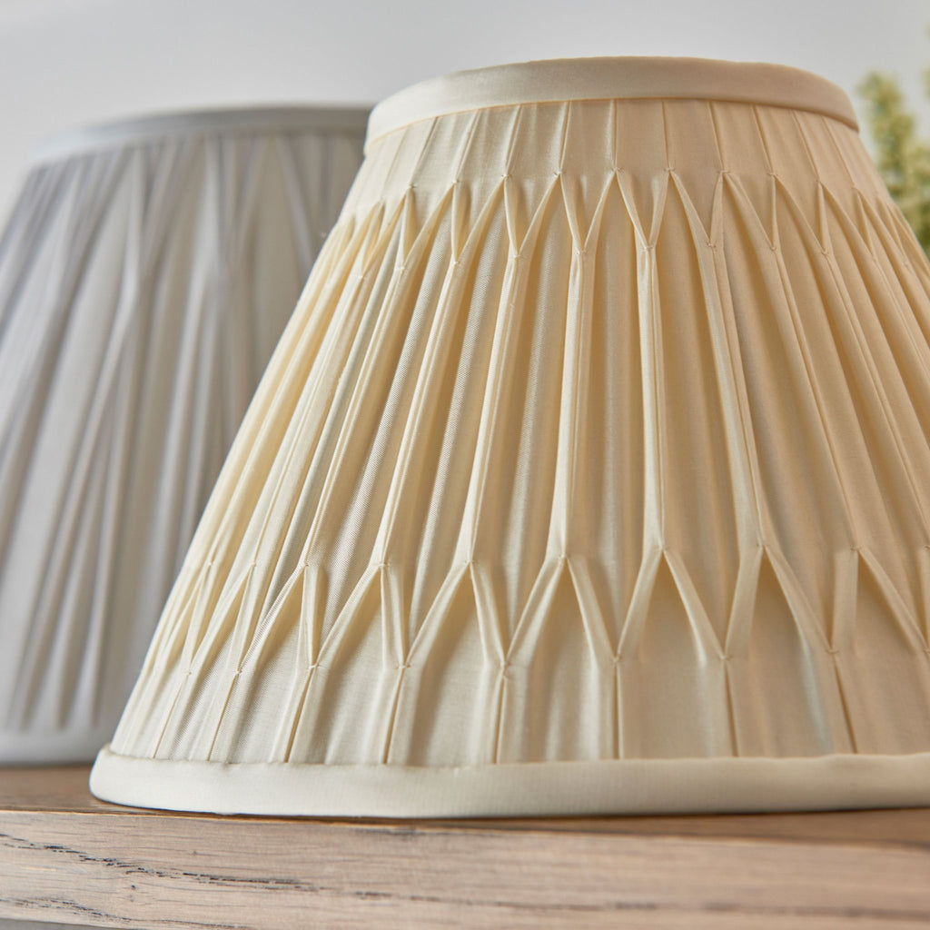 Arrow - Pleated Silk Lamp Shades - Various Sizes - Ivory - Distinctly Living