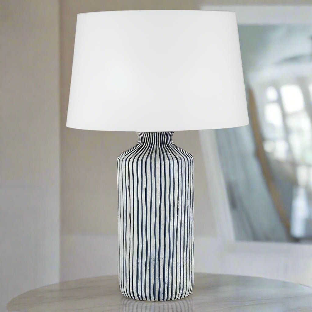 Blue Stripe Table Lamp - Distinctly Living