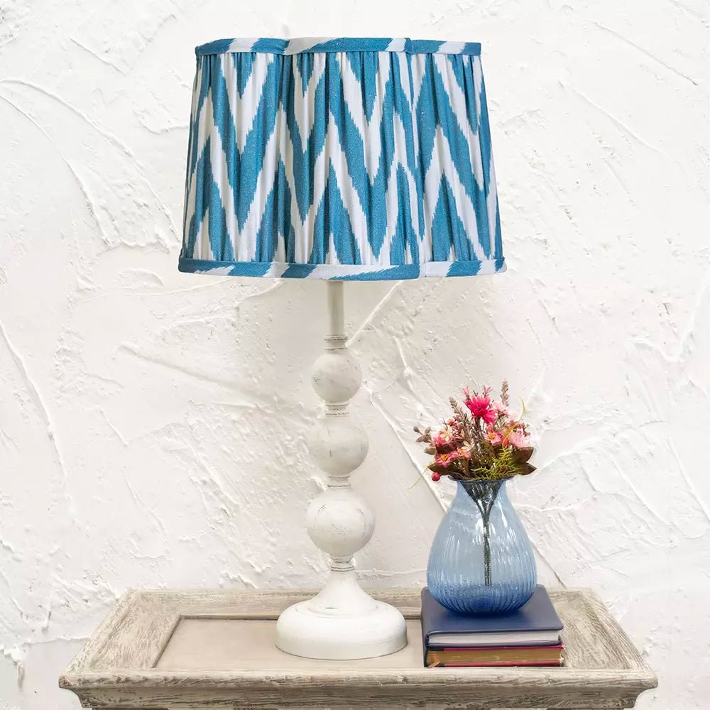 Bobble Antique White Lamp and Scallop Blue shade - Distinctly Living