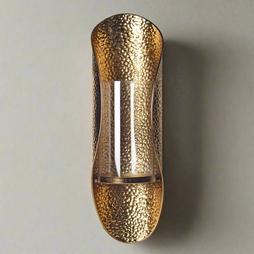 Brass Curvos Pillar Candle Wall Sconce - Distinctly Living