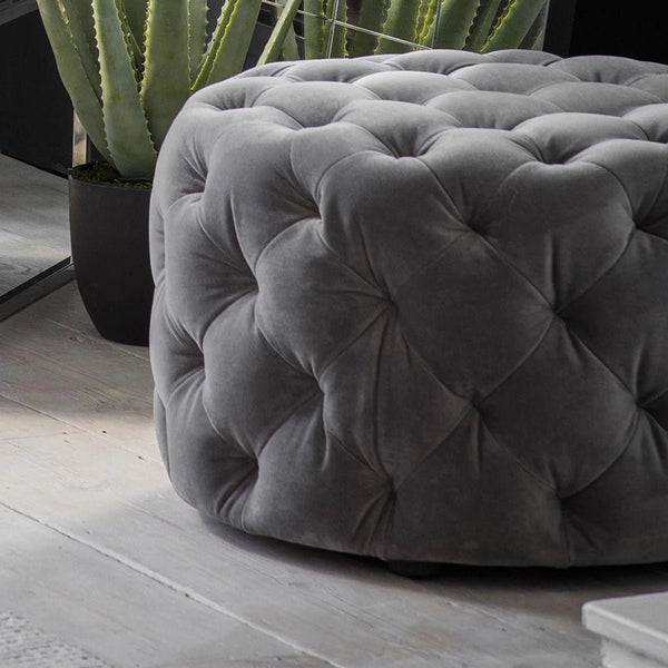 Buttoned Velvet Footstool - Distinctly Living