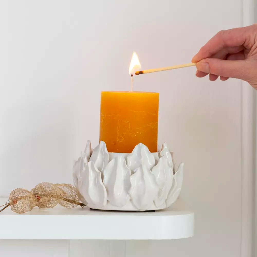 Ceramic Artichoke Pillar Candle Holder - Distinctly Living