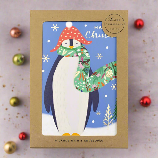 Christmas Card 5 Pack - Charity Christmas Card Pack Penguin - Distinctly Living