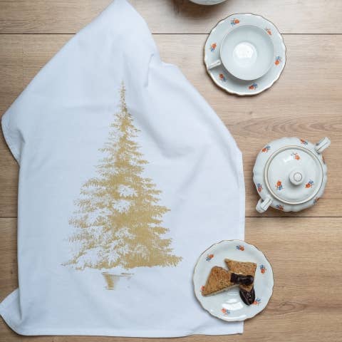 Christmas Tree Gold - Tea Towel - Distinctly Living