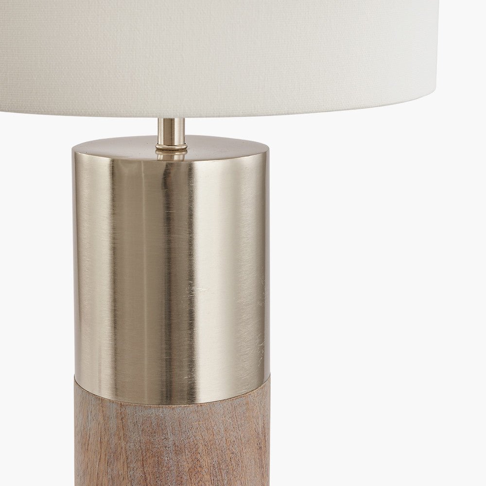 Civitanova Grey Wood & Silver Metal Table Lamp - Distinctly Living