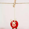 Cute Christmas Pom Pom - Wooden Reindeer Decoration - Cream - Distinctly Living