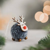 Cute Christmas Pom Pom - Wooden Reindeer Decoration - Grey - Distinctly Living