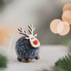 Cute Christmas Pom Pom - Wooden Reindeer Decoration - Grey - Distinctly Living