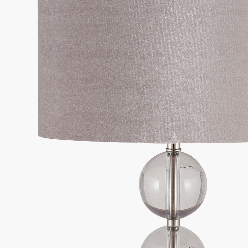 Desio Tall Brushed Silver and Clear Glass Table Lamp - Distinctly Living