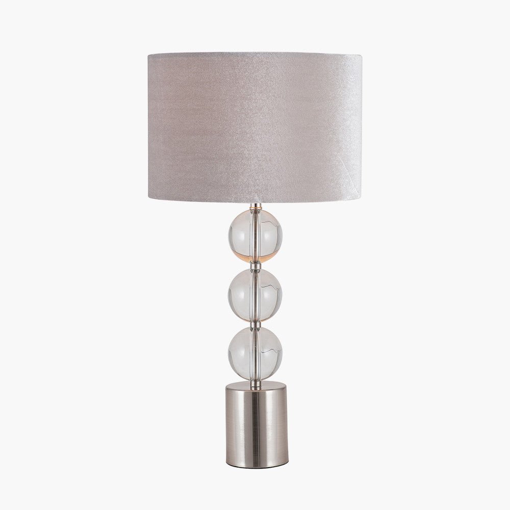 Desio Tall Brushed Silver and Clear Glass Table Lamp - Distinctly Living