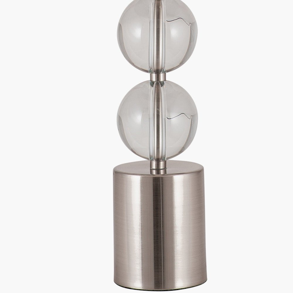 Desio Tall Brushed Silver and Clear Glass Table Lamp - Distinctly Living