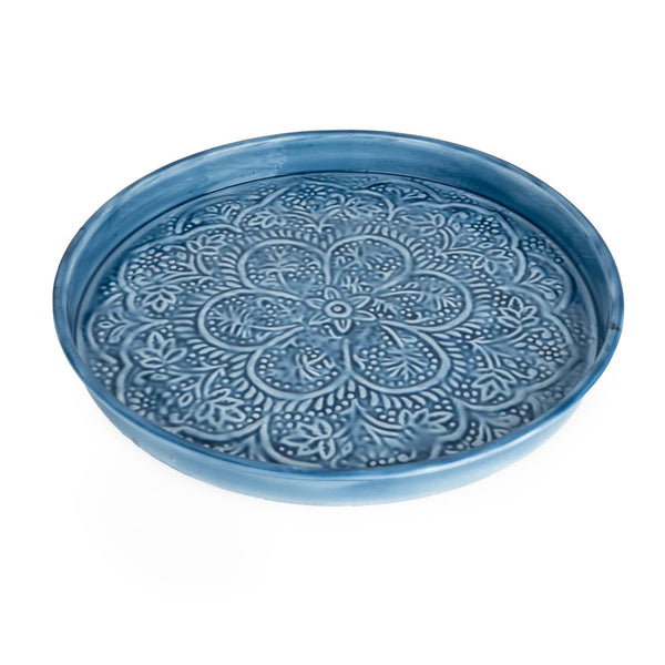 Embossed Enamel Tray - Blue - Distinctly Living