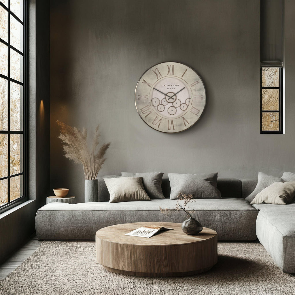 Extra Large Wall Clock - XL - Cogs - Stone - Distinctly Living