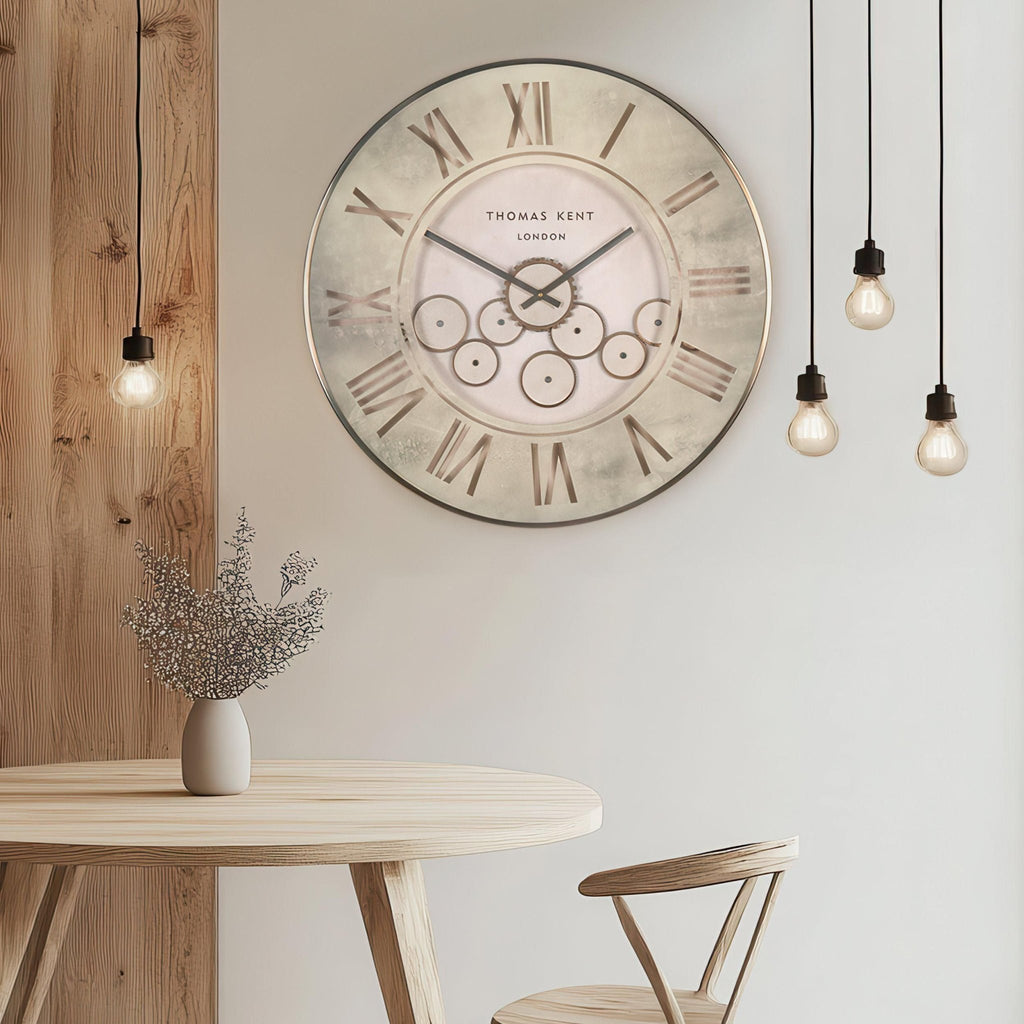 Extra Large Wall Clock - XL - Cogs - Stone - Distinctly Living