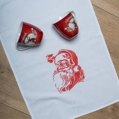 Father Christmas Red Tea Towel - Distinctly Living