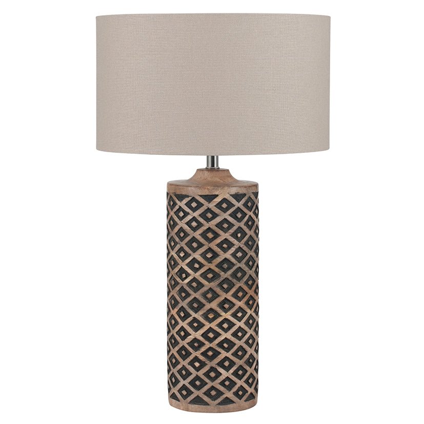 Ferentino Tall Wooden Diamond Table Lamp - Distinctly Living