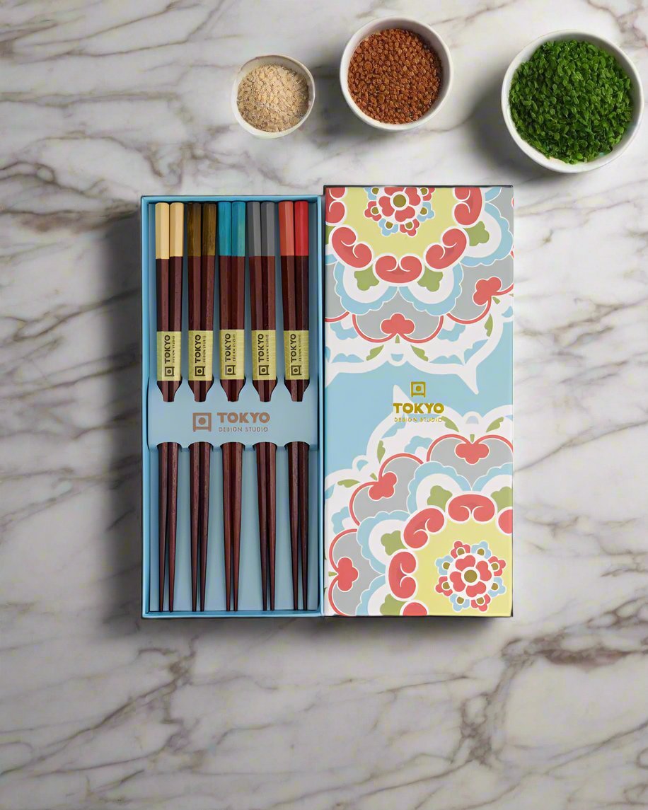 Floral Blue Gift Boxed Chopstick Set - Distinctly Living