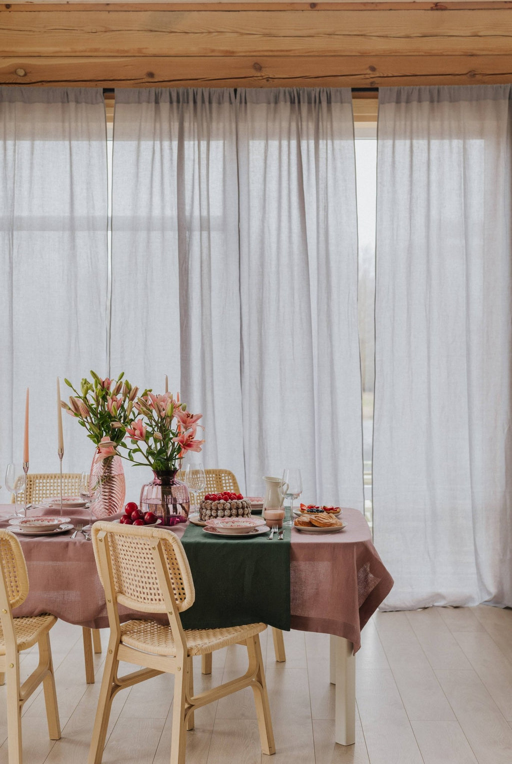 Forest Green Linen Table Runner - Distinctly Living