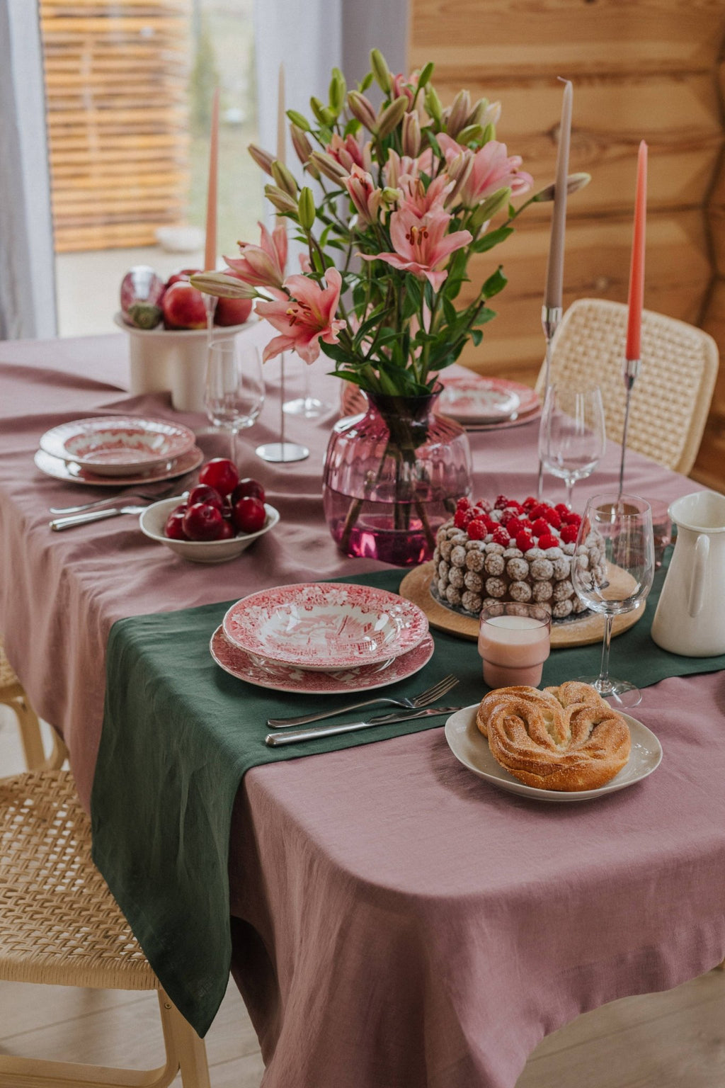 Forest Green Linen Table Runner - Distinctly Living