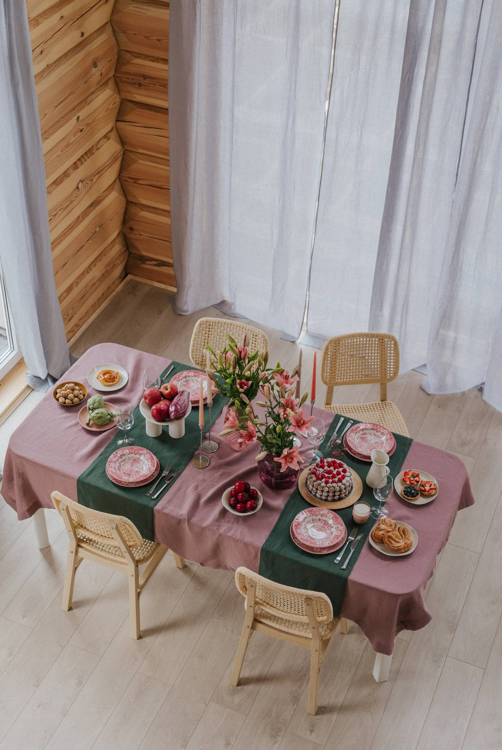 Forest Green Linen Table Runner - Distinctly Living