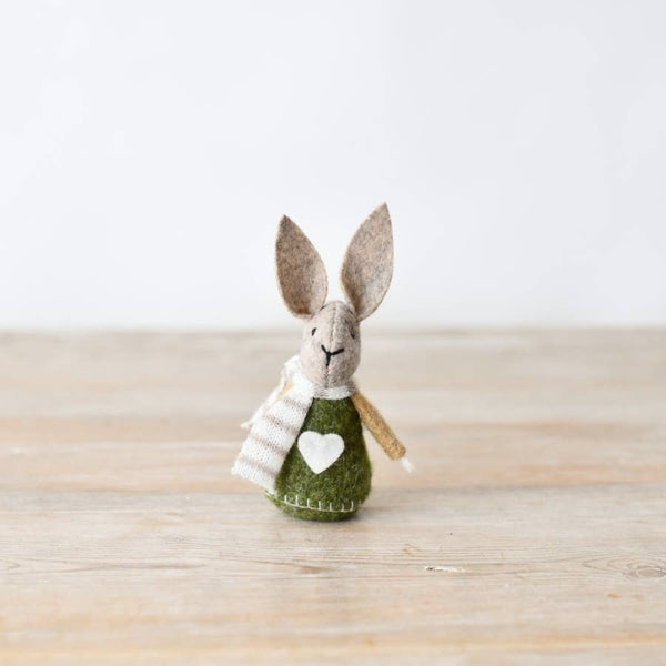 Green Fabric Rabbit 8cm - Distinctly Living