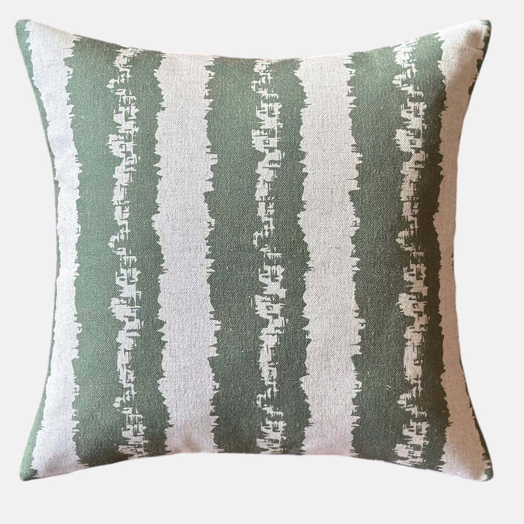 Green Zig Stripe Cushion - Distinctly Living