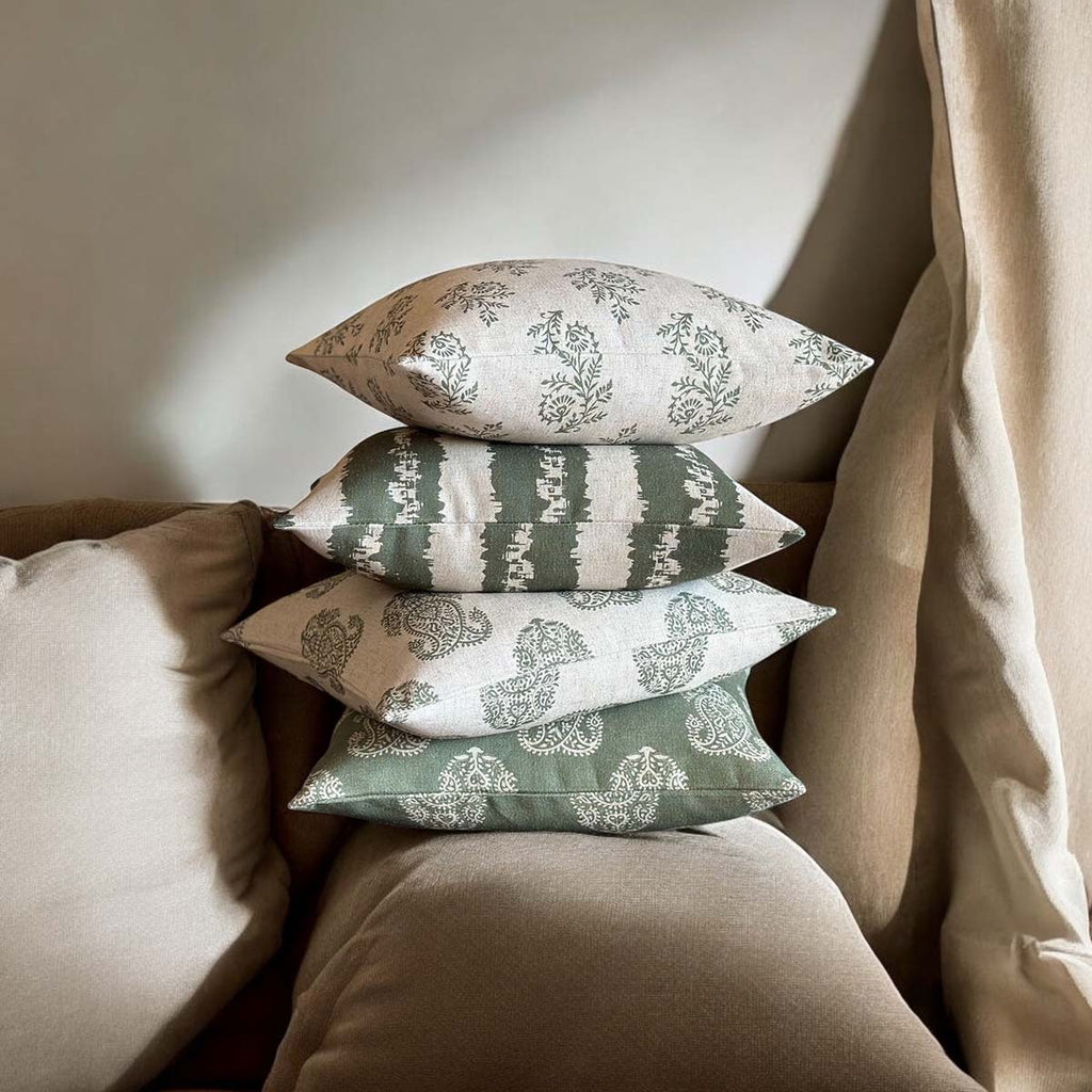 Green Zig Stripe Cushion - Distinctly Living