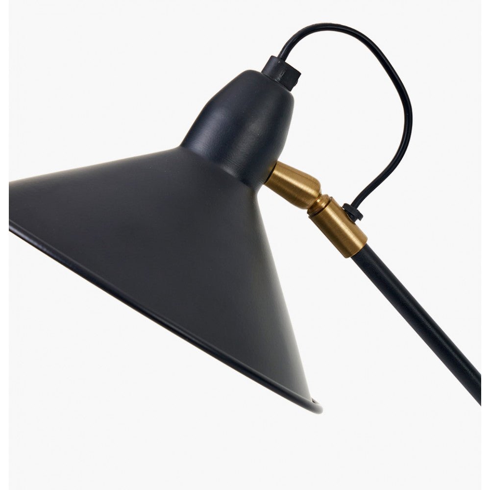 Isernia Matt Black and Brass Metal Cone - Table Lamp - Distinctly Living