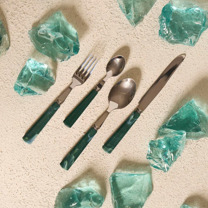 Jade Green 24 Piece Cutlery Set - Distinctly Living