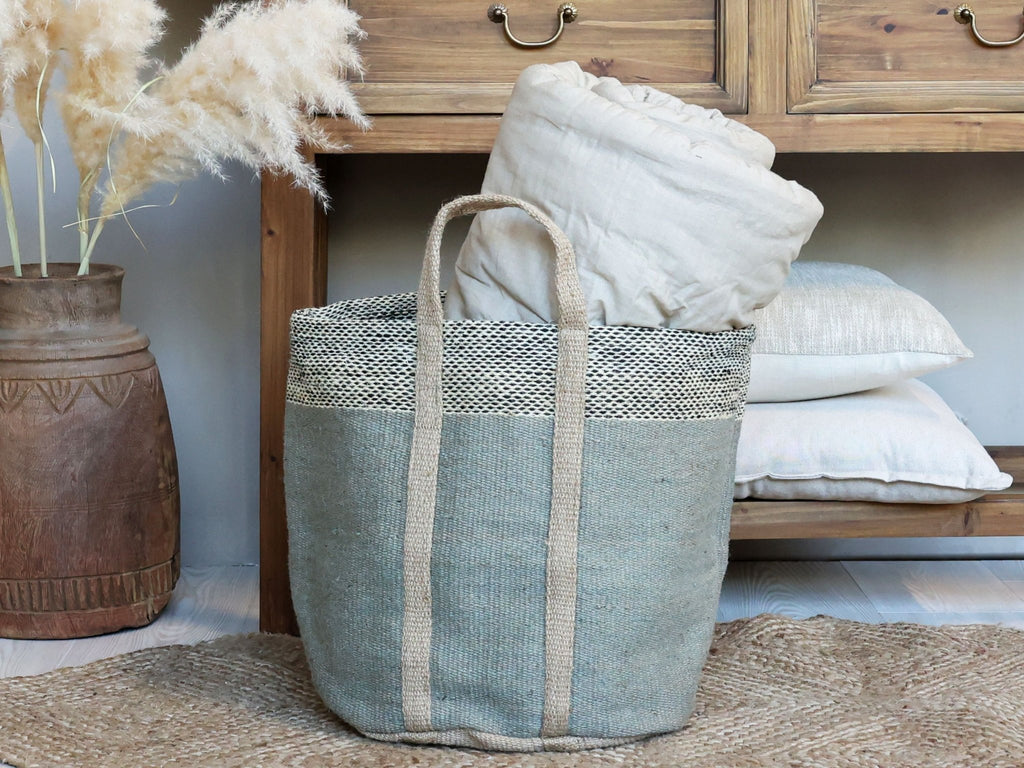 Jute Storage Bag - Steel Blue - Distinctly Living