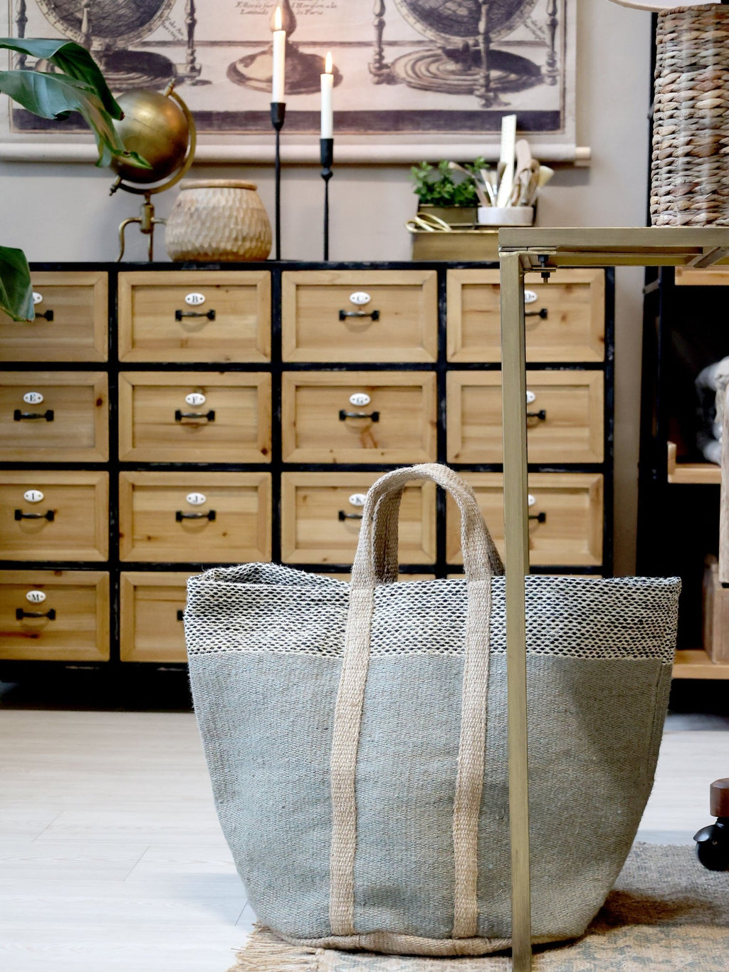 Jute Storage Bag - Steel Blue - Distinctly Living