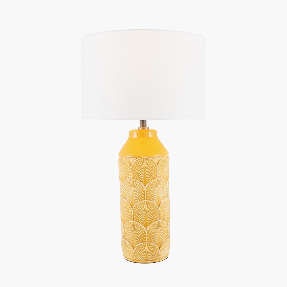 La Embossed Ceramic - Table Lamp - Mustard or Grey - Distinctly Living