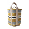 Large Jute Storage Bag - Mustard, White and Black Stripe - Distinctly Living