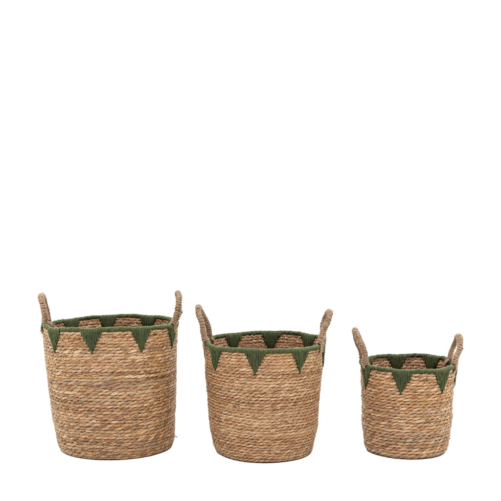 Marac Baskets Natural & Green - Set of 3 - Distinctly Living