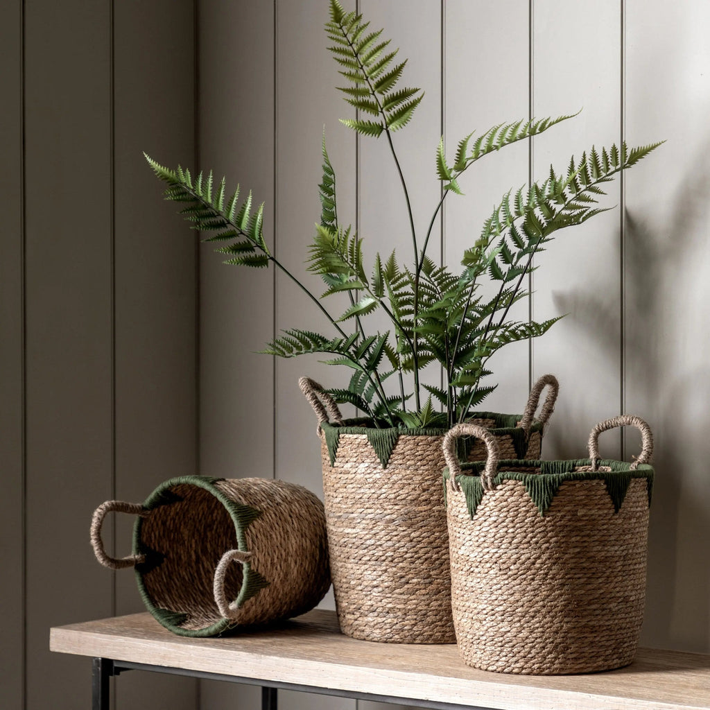 Marac Baskets Natural & Green - Set of 3 - Distinctly Living