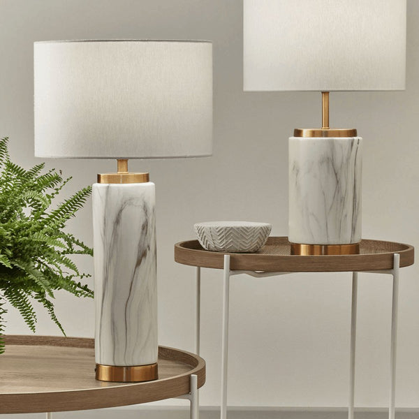 Marble and Brass Effect Lamp - Tall - Distinctly Living