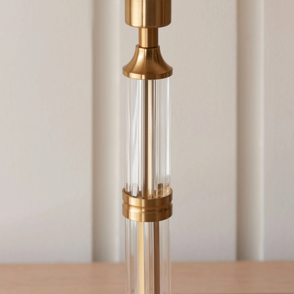 Maximus Rechargeable Table Lamp for Shades - Warm Brass & Ridged Stem - Distinctly Living