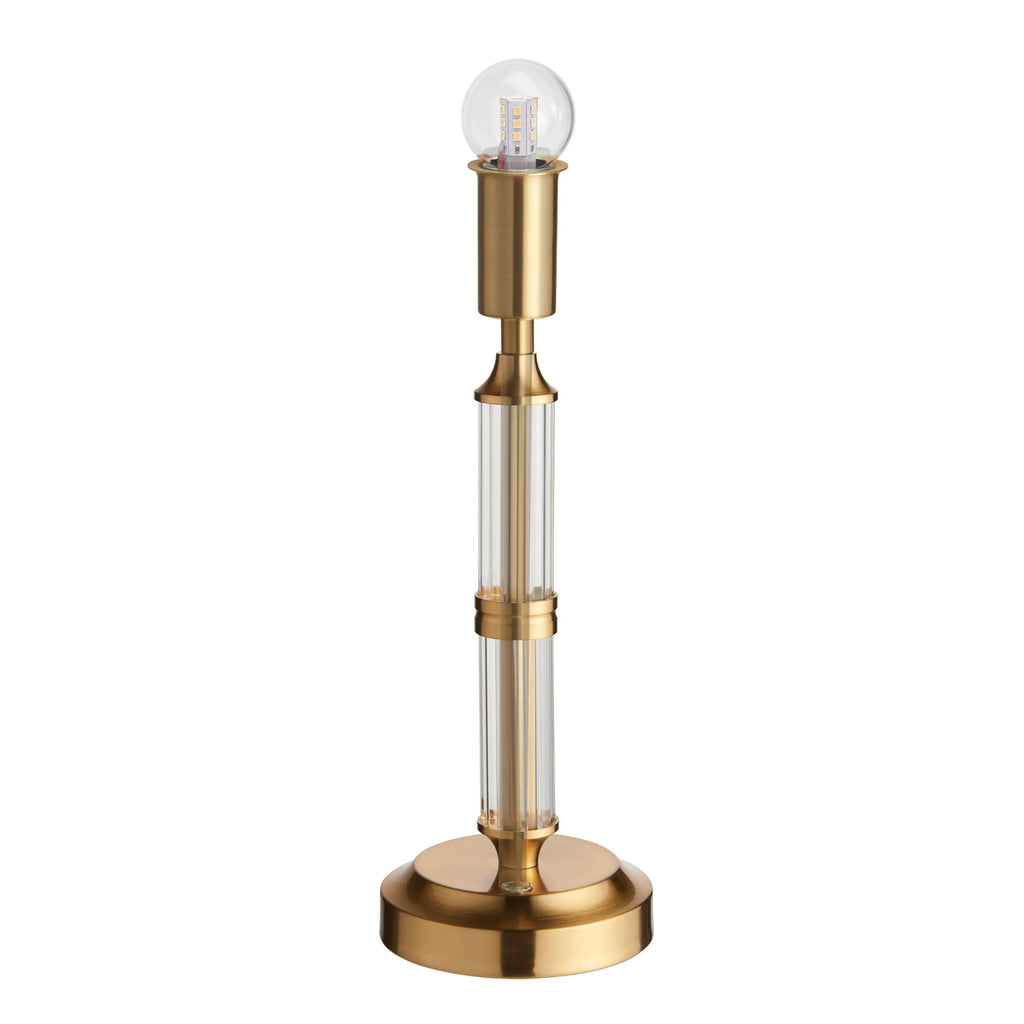 Maximus Rechargeable Table Lamp for Shades - Warm Brass & Ridged Stem - Distinctly Living