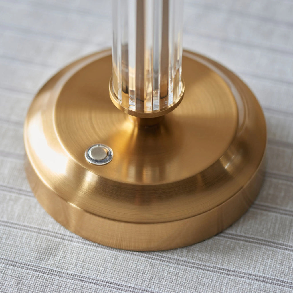 Maximus Rechargeable Table Lamp for Shades - Warm Brass & Ridged Stem - Distinctly Living