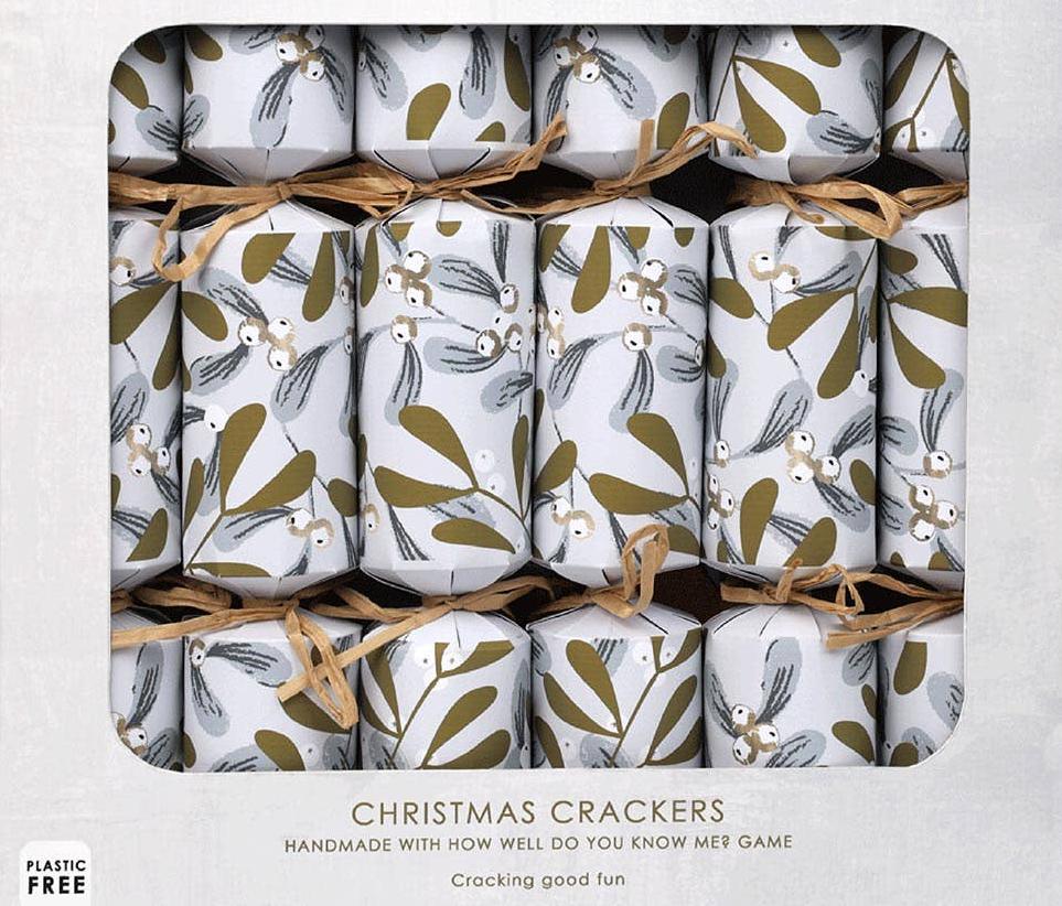 Mistletoe White Christmas Crackers - 6 Pack - Distinctly Living