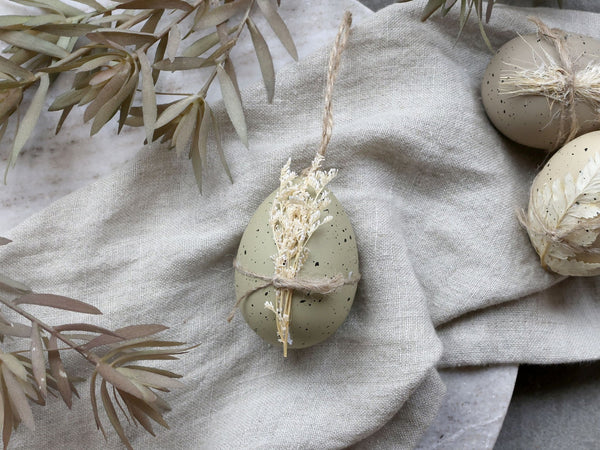 Moss Green Decorative Egg with Dried Flowers - Distinctly Living