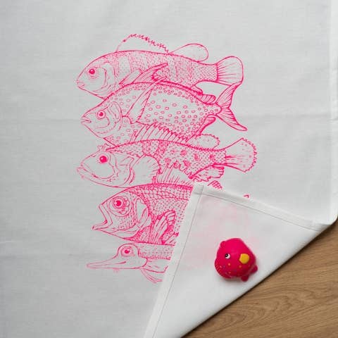 Neon Pink Fish Tea Towel - Distinctly Living