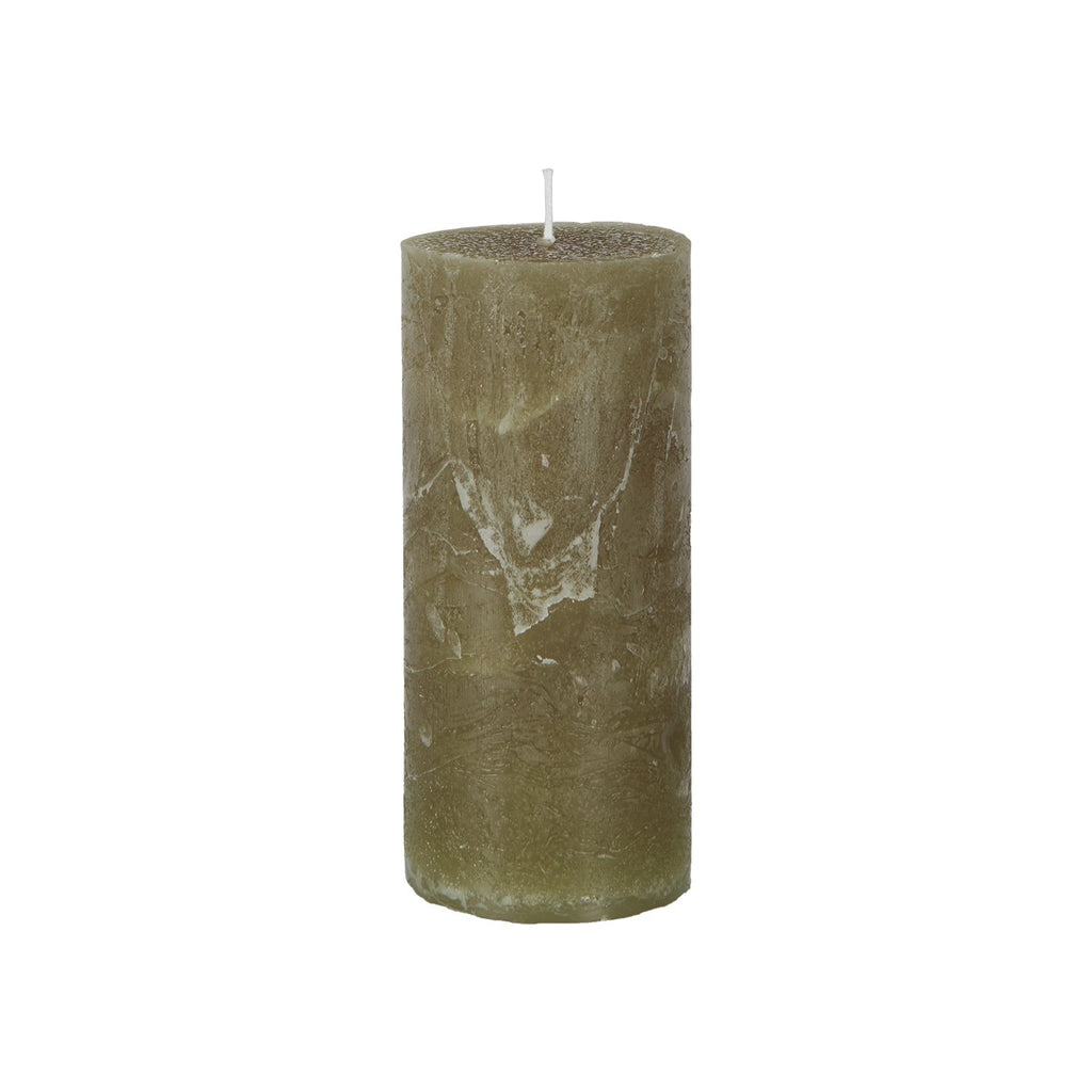 Nordic Moss Green Rustic Pillar Candle - Distinctly Living