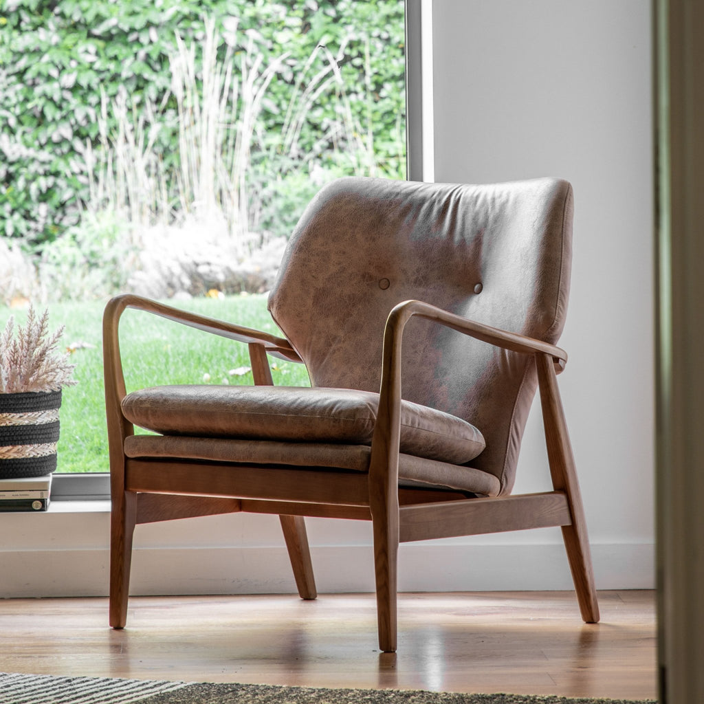 Oslo Arm Chair - Green, Ochre, Leather or Cream - Distinctly Living