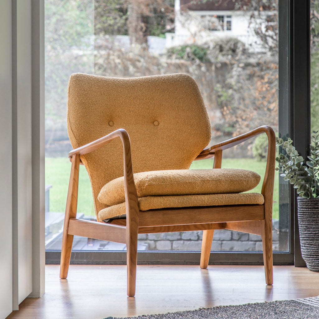 Oslo Arm Chair - Green, Ochre, Leather or Cream - Distinctly Living