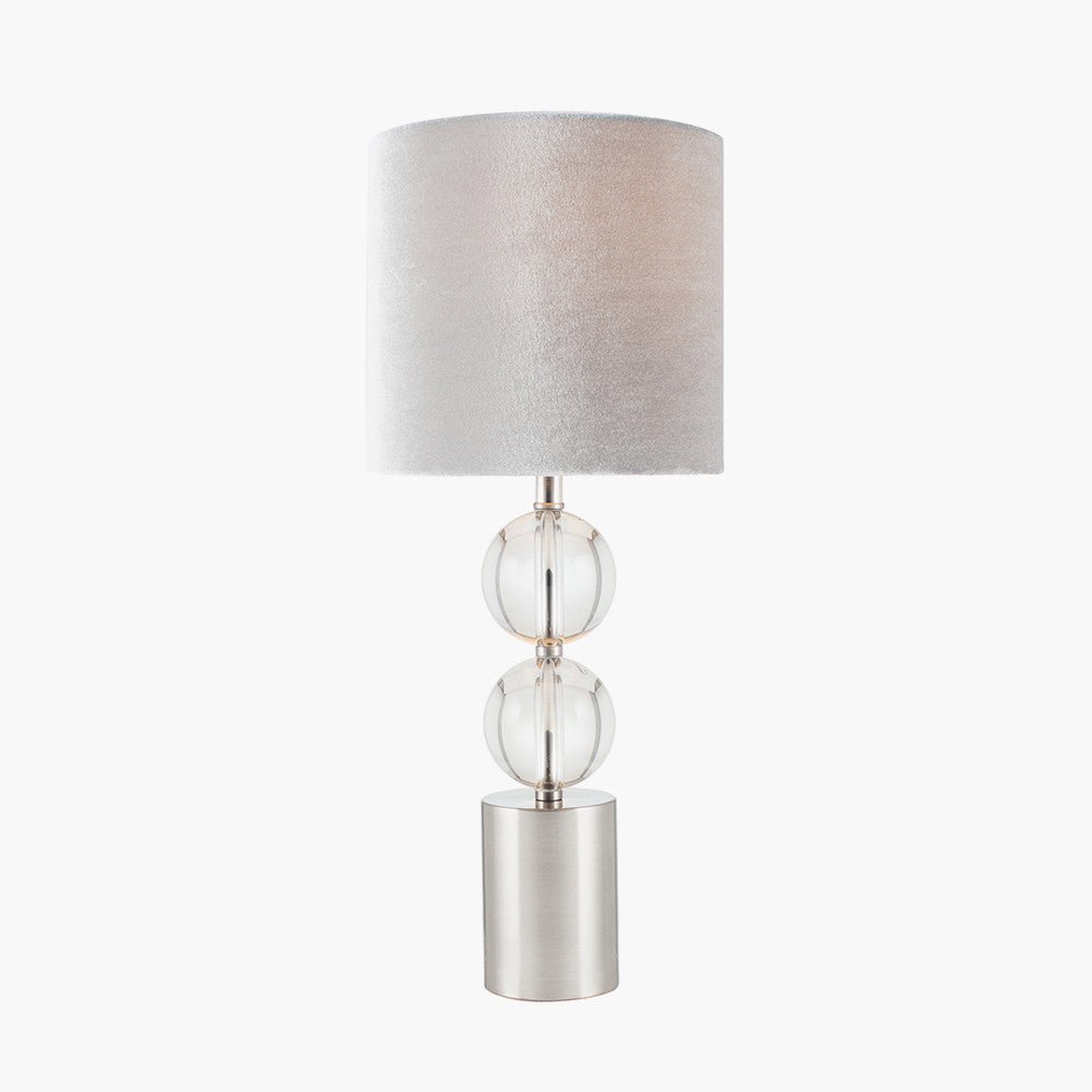 Portofino Brushed Silver and Clear Glass Table Lamp - Distinctly Living