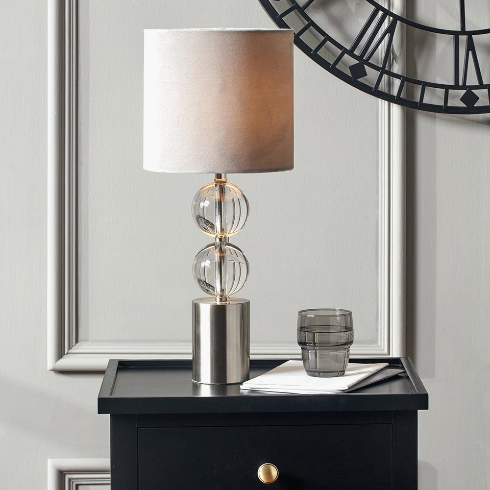 Portofino Brushed Silver and Clear Glass Table Lamp - Distinctly Living