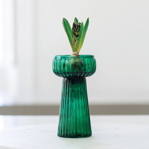 Ribbed Hyacinth Vase - Green - Distinctly Living